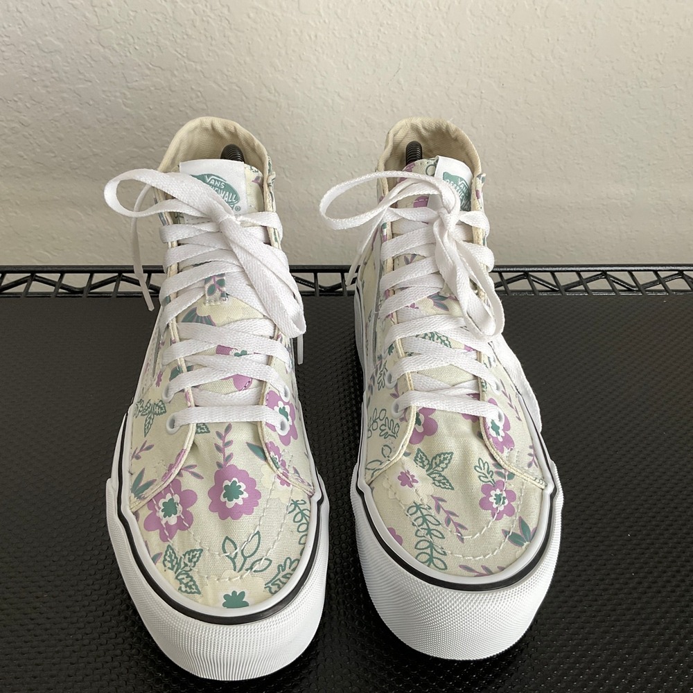 Vans Sk8-Hi Platform Floral Light Green Sneakers Womens 9 Mens 7.5 721356 - Picture 11 of 14